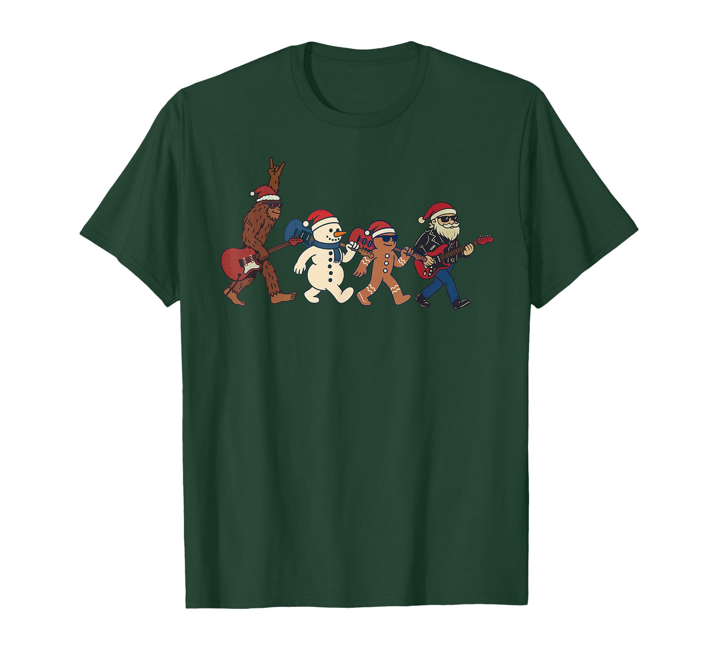 Santa Sasquatch Playing Rock Guitar Christmas Funny Xmas T-Shirt