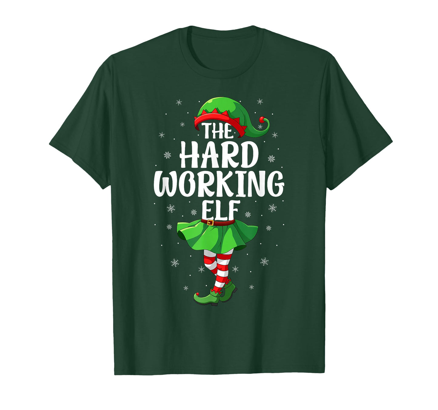 Hard Working Elf Christmas Girls Women Elf Squad Xmas Family T-Shirt