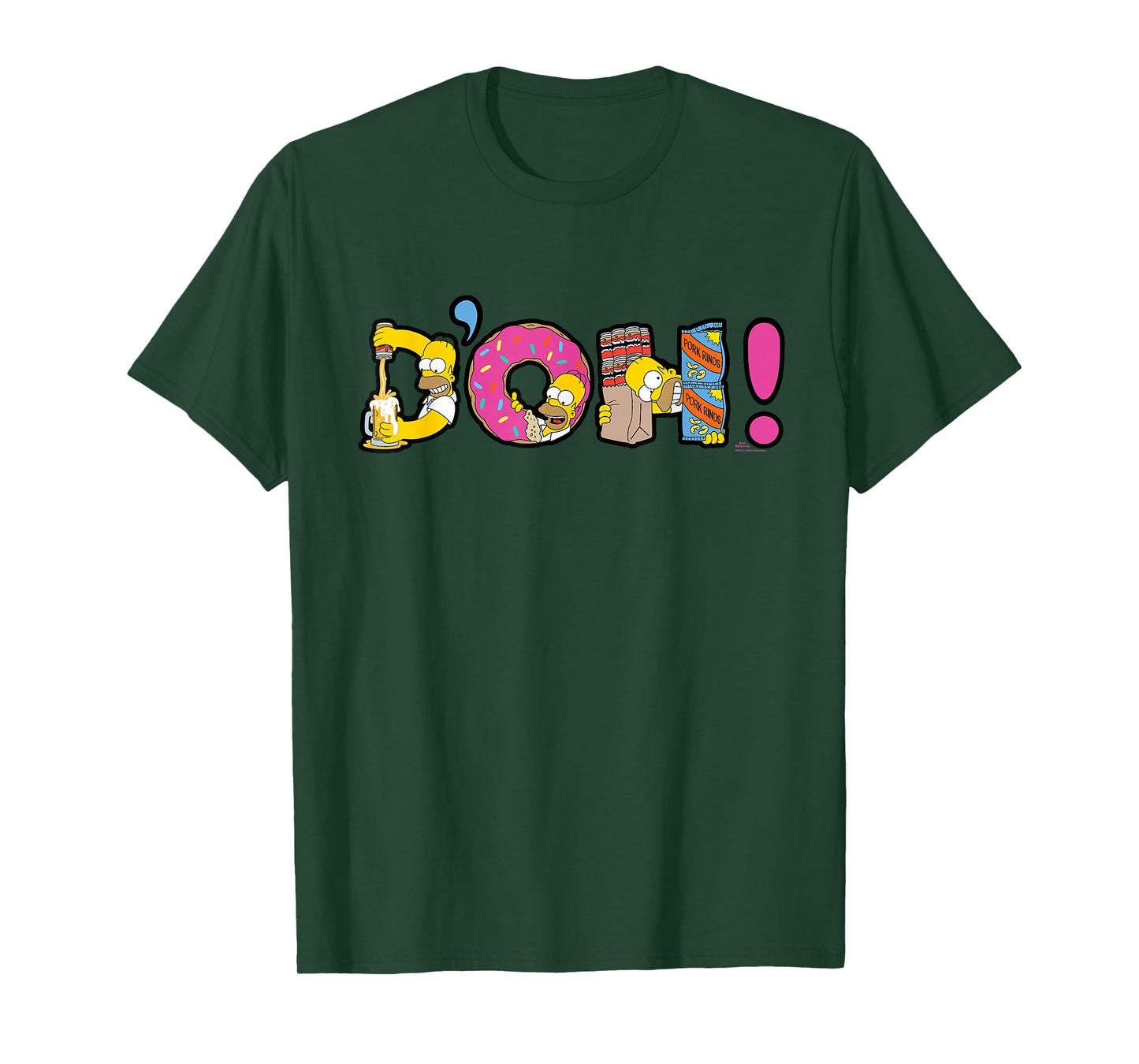 The Simpsons Homer Simpson Beer and Donuts Letters D’OH! T-Shirt