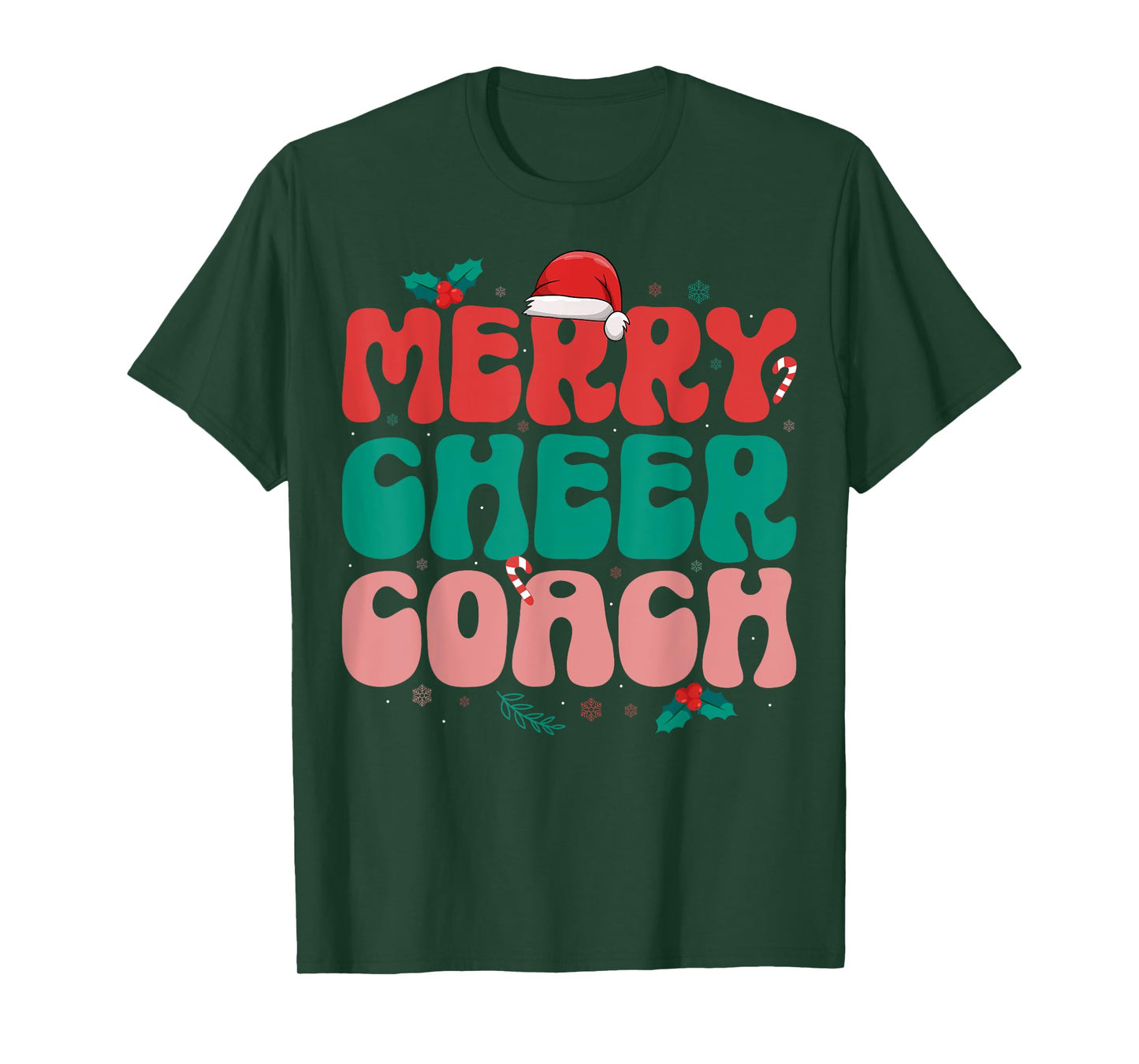 Merry Cheer Coach - Santa Hat Cheerleader Coach Christmas T-Shirt