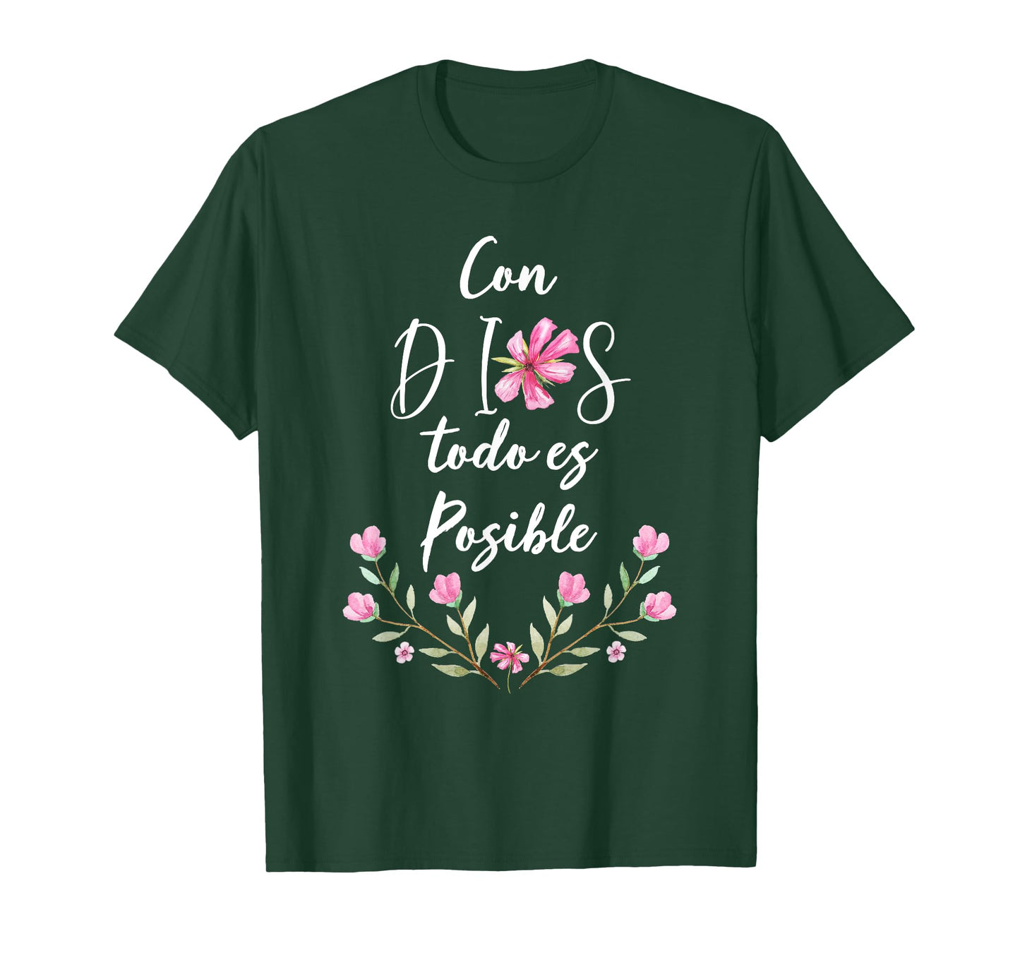 Con Dios Todo es Posible Shirt Christian Spanish for Womens T-Shirt