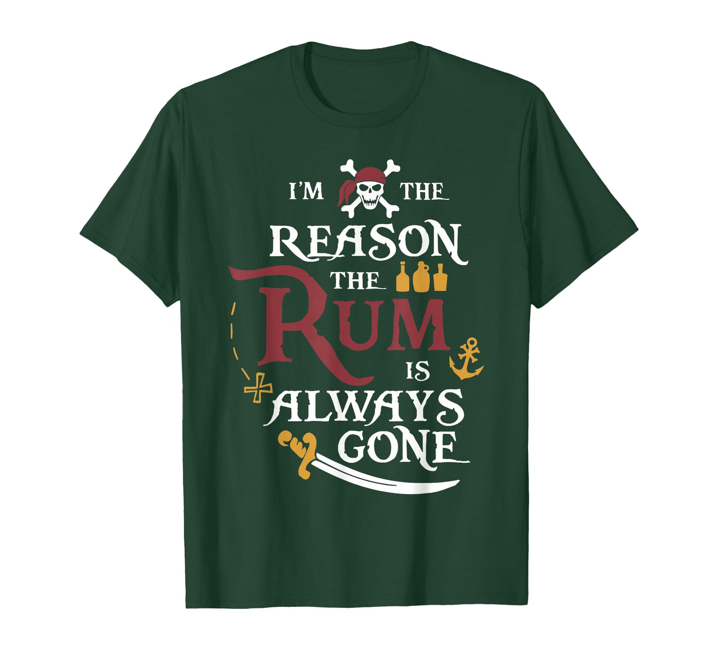 Funny Pirate Rum Tee Shirt - Unisex Adults - Black - Small - Short Sleeve - T-Shirt - Pirate Theme - Casual - Novelty T-Shirt