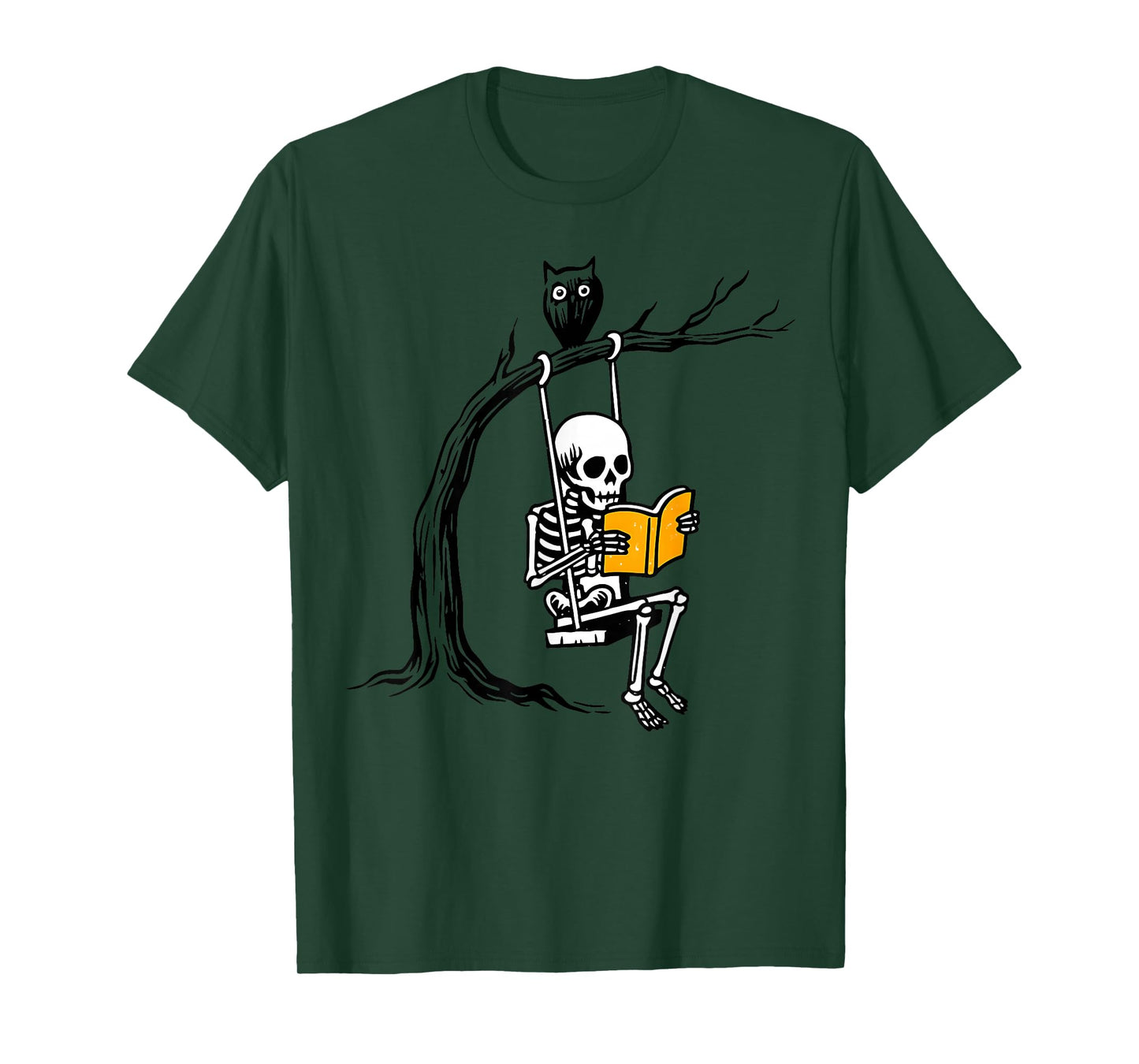 Halloween Skeleton Swing Reading Vintage Costume Women Men T-Shirt