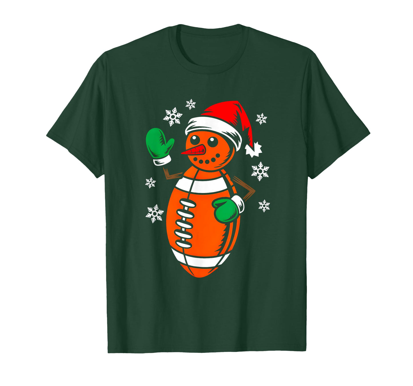 Football Santa Hat Snowman Xmas Funny Football Christmas T-Shirt