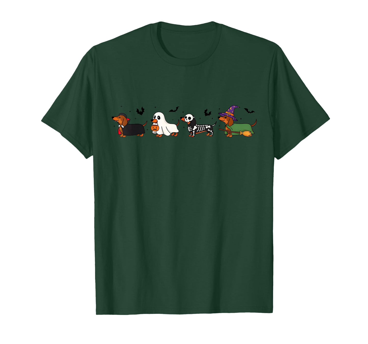 Weiner Dog Witch Happy Halloweenie Cute Halloween Dachshund T-Shirt