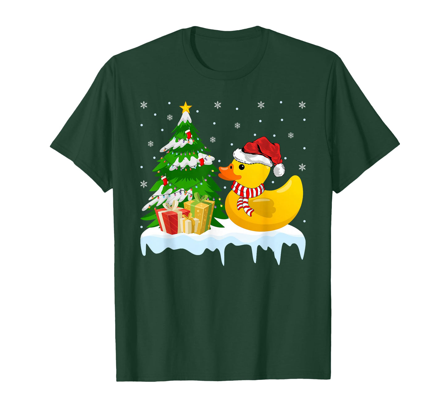 Rubber Duck Christmas Tree Pajamas Lights Xmas T-Shirt