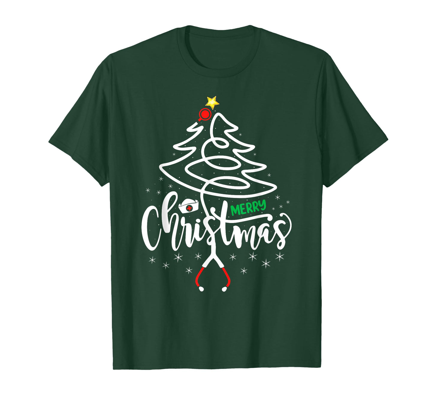 Nurse Christmas Crew Nursing Nurse Stethoscope Xmas Tree T-Shirt