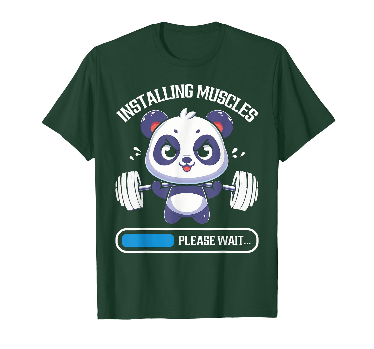 Muscle Building Fitness Panda Weight Lifting Barbell Workout T-Shirt