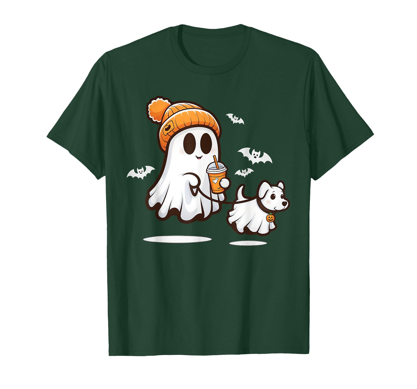 Funny Ghost Walking Dog Ghost Dog Halloween Women Men Kids T-Shirt