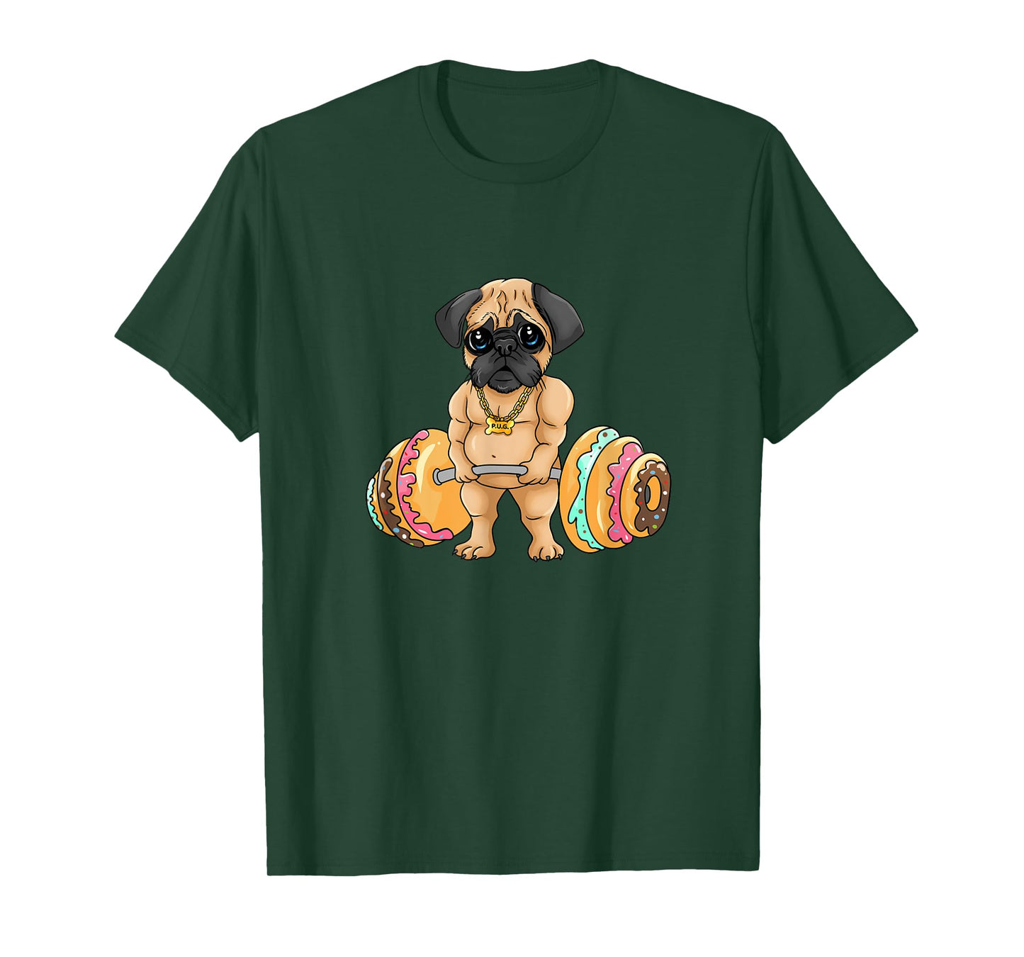 Pug Deadlifting Donuts, Fitness, Funny, Cute, Gym, Pug T-Shirt