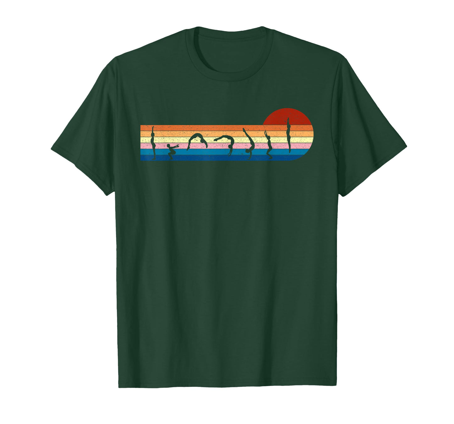 Gymnastics Vintage Retro Sunset Silhouette, Cool Gymnast Tee T-Shirt