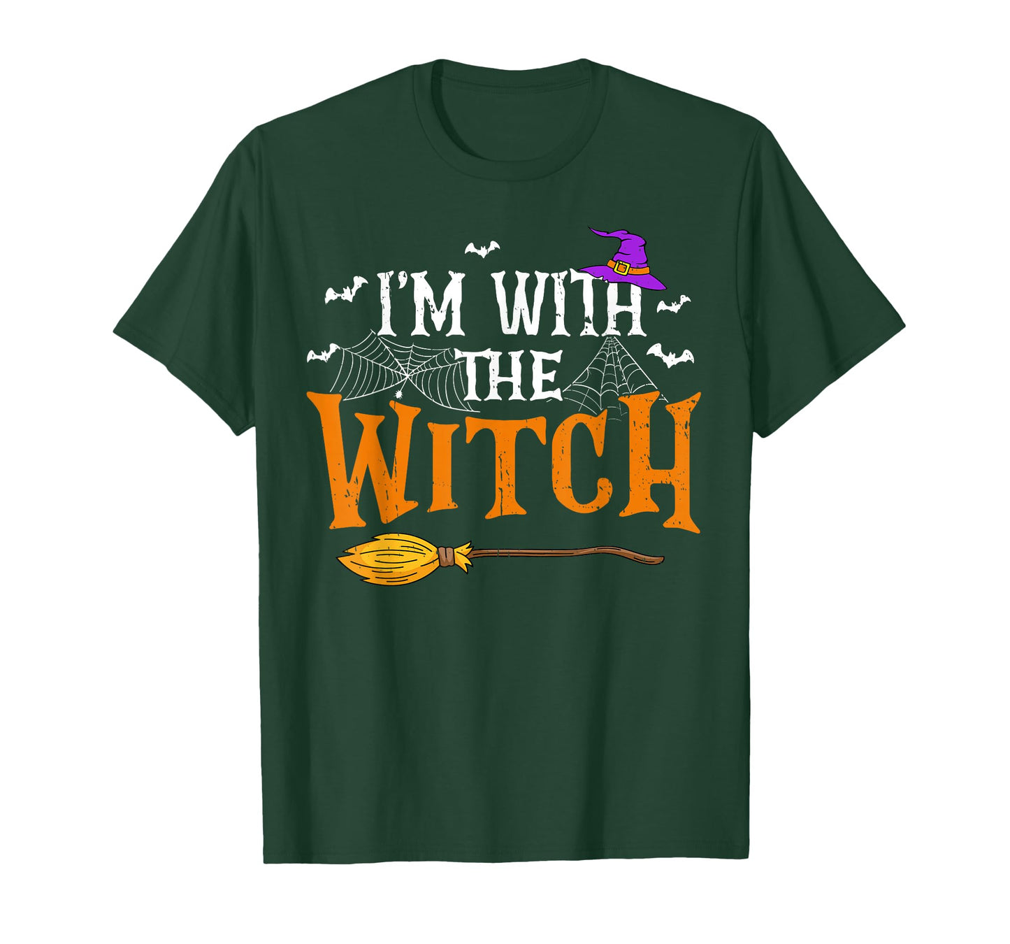 Funny Halloween Matching Couples Costume I'm with The Witch T-Shirt