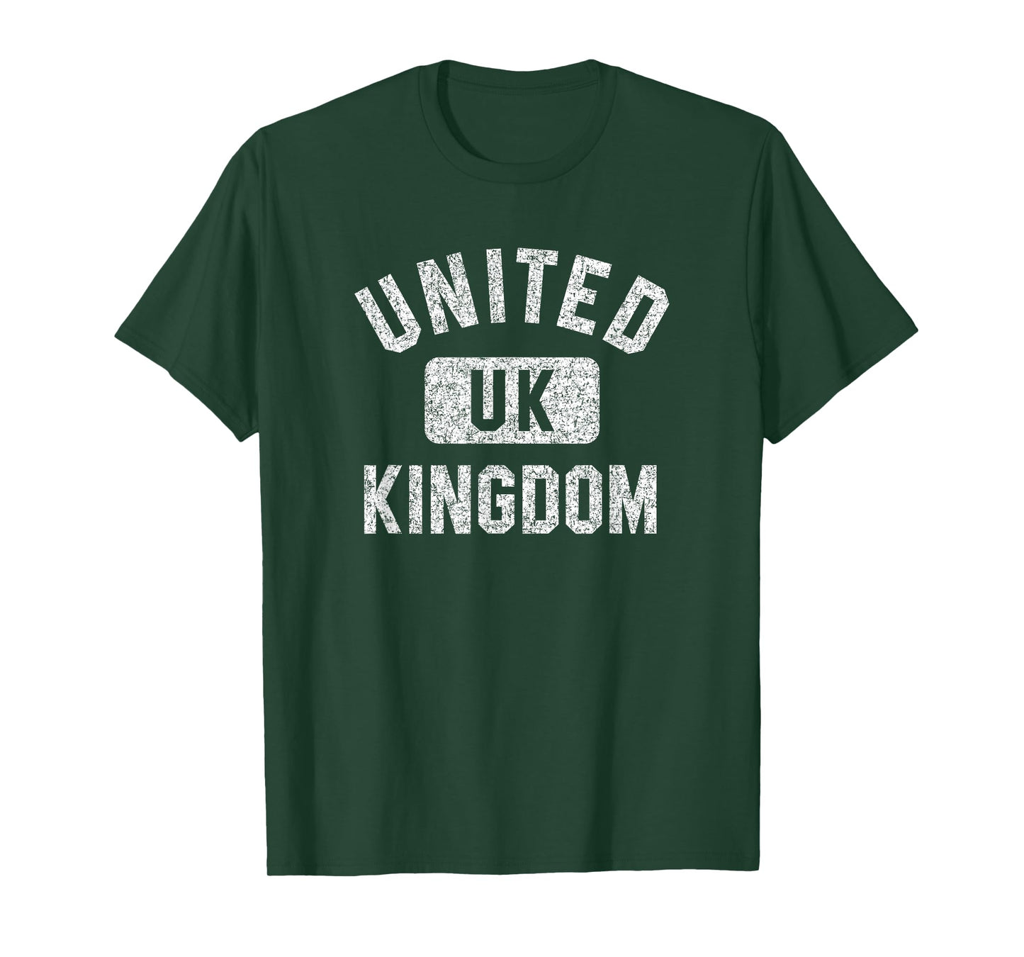 United Kingdom Gym Style Distressed White Print T-Shirt