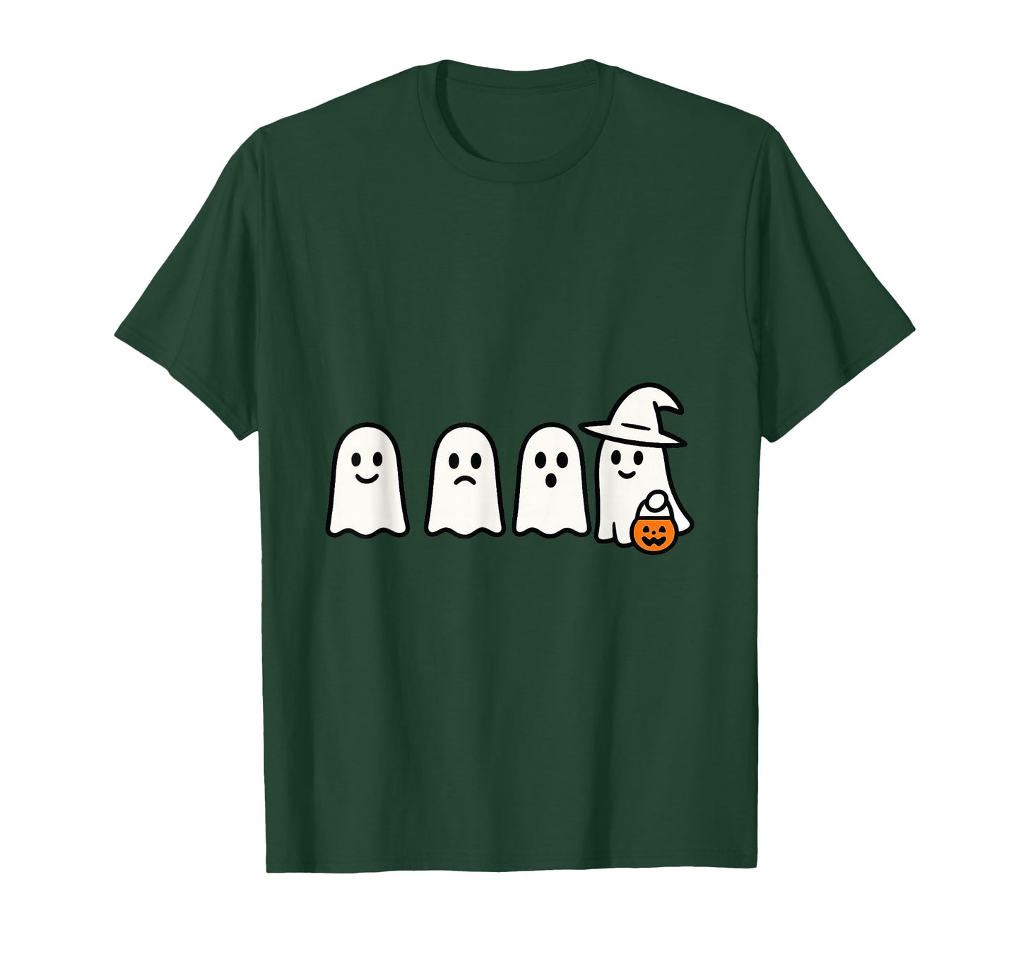 Halloween Ghosts with Witch Hat and Pumpkin Design T-Shirt