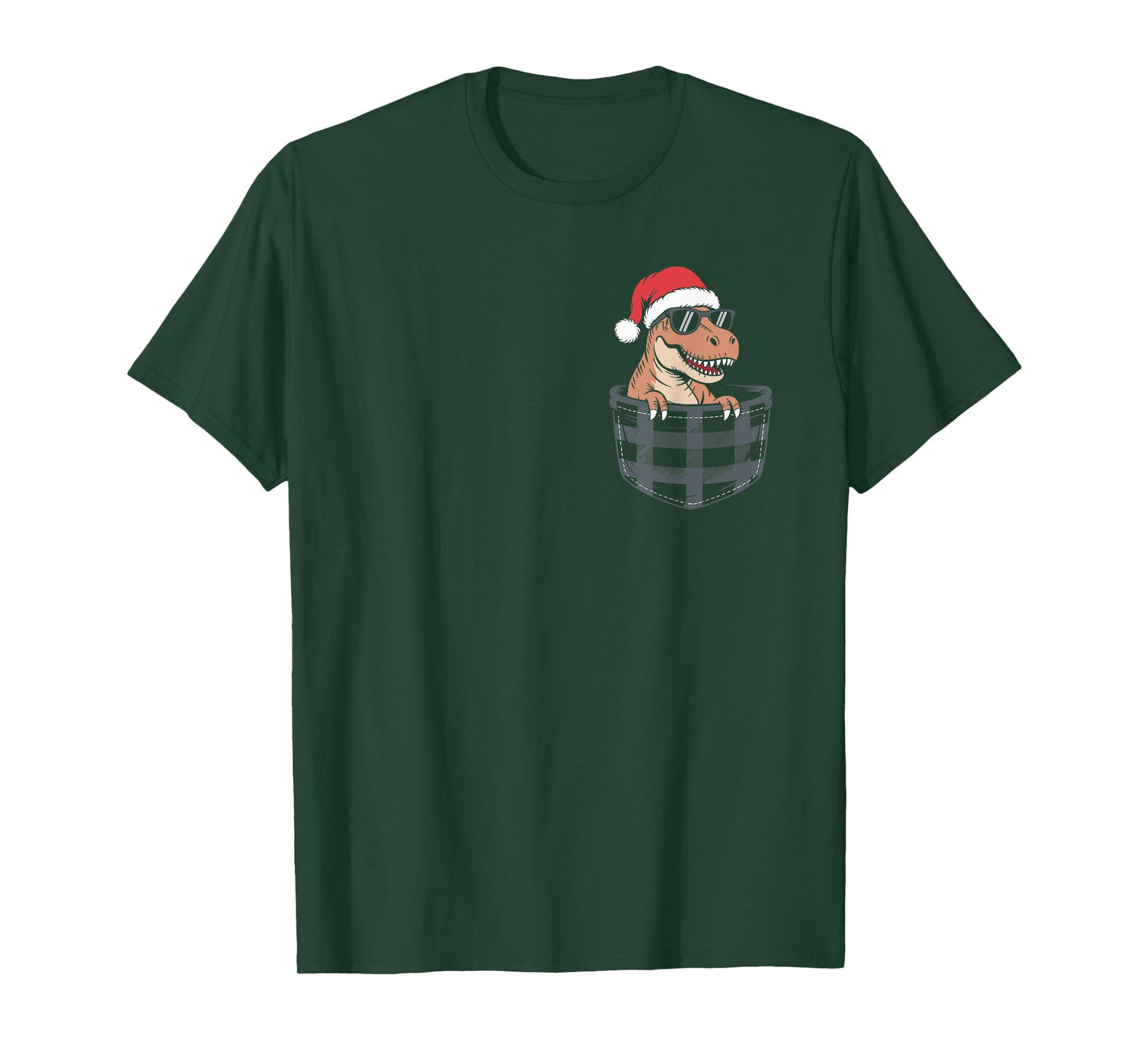 Christmas Dinosaur in a Pocket, t rex Pocket T-Shirt