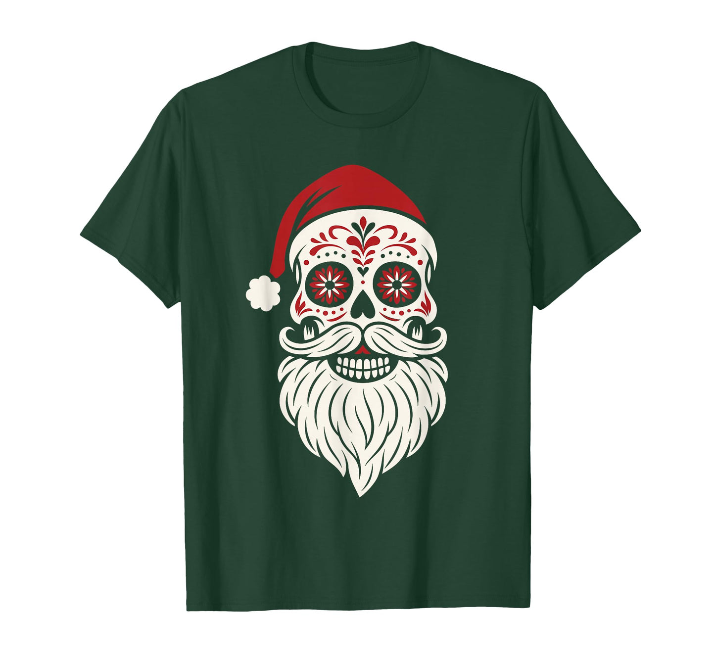 Sugar Skull Santa Shirt Men, Mexican Santa Christmas T-Shirt