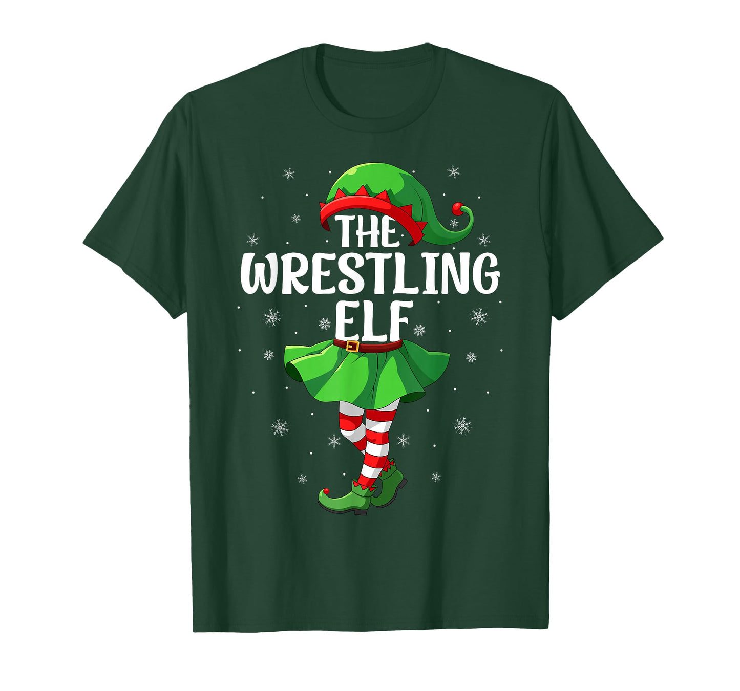 Wrestling Elf Christmas Girls Women Elf Squad Xmas Family T-Shirt