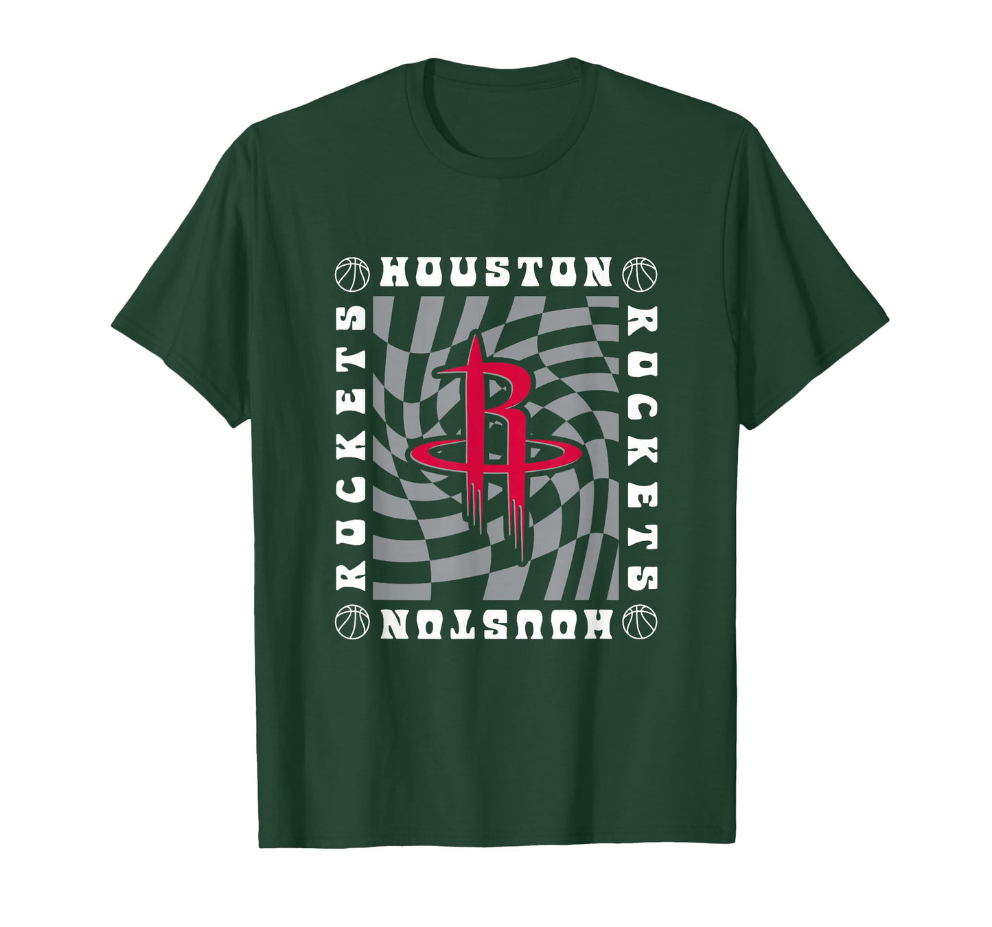 NBA Houston Rockets Retro Checkerboard Wave T-Shirt
