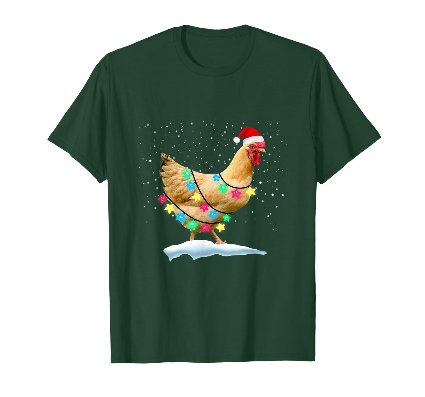 Chicken Christmas Santa Hat Farm Animal Funny Xmas Family T-Shirt