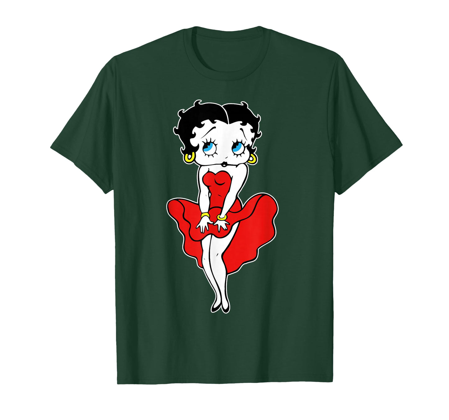 Classic Betty Boop Cartoon Character Retro Red Dress T-Shirt