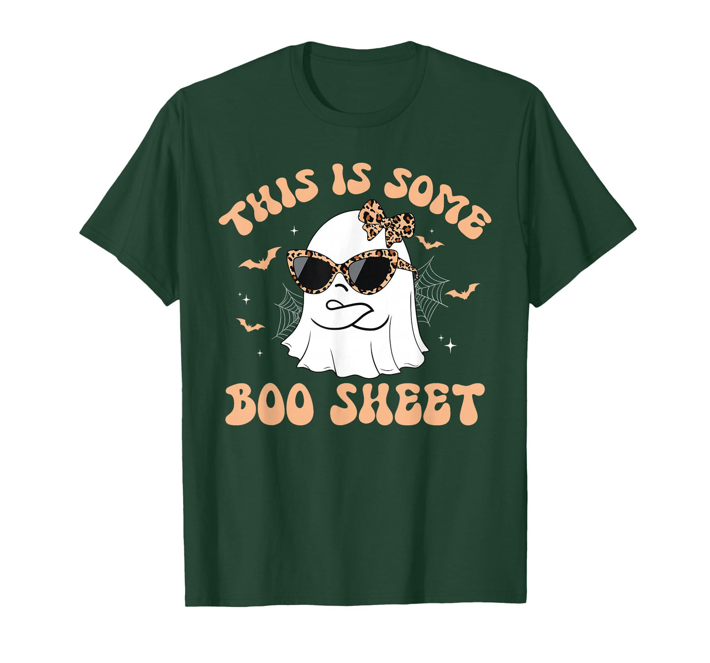 This is Boo Sheet Ghost Retro Groovy Funny Halloween Leopard T-Shirt