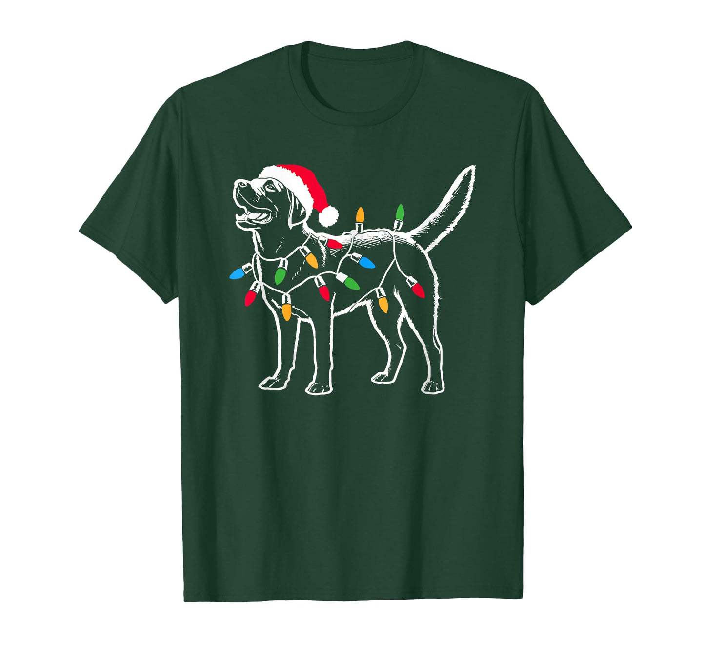 Funny Santa Labrador Retriever Christmas Lights Dog Lover T-Shirt for Men Women