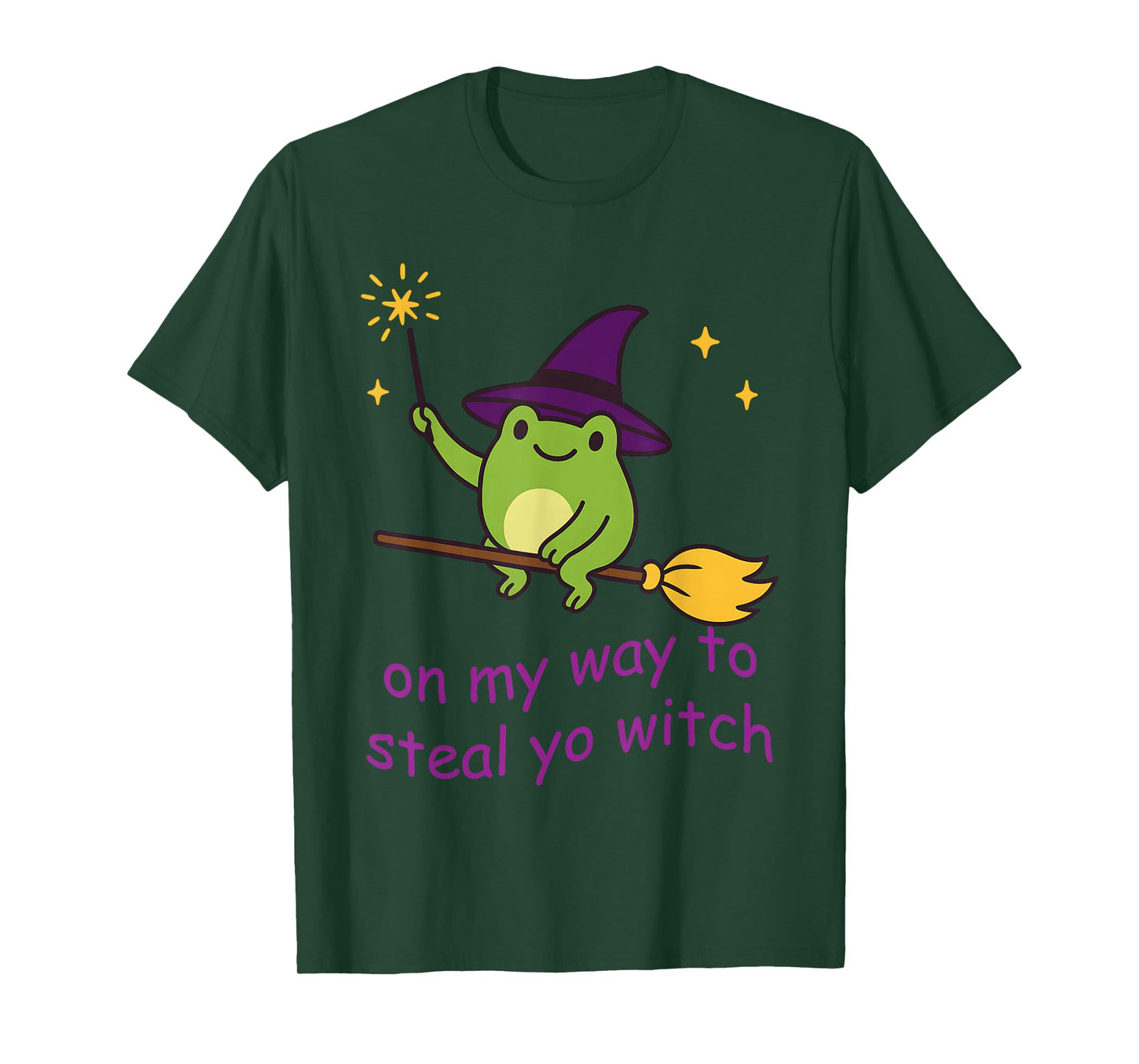 On My Way to Steal Yo Witch Funny Witch Frog T-Shirt