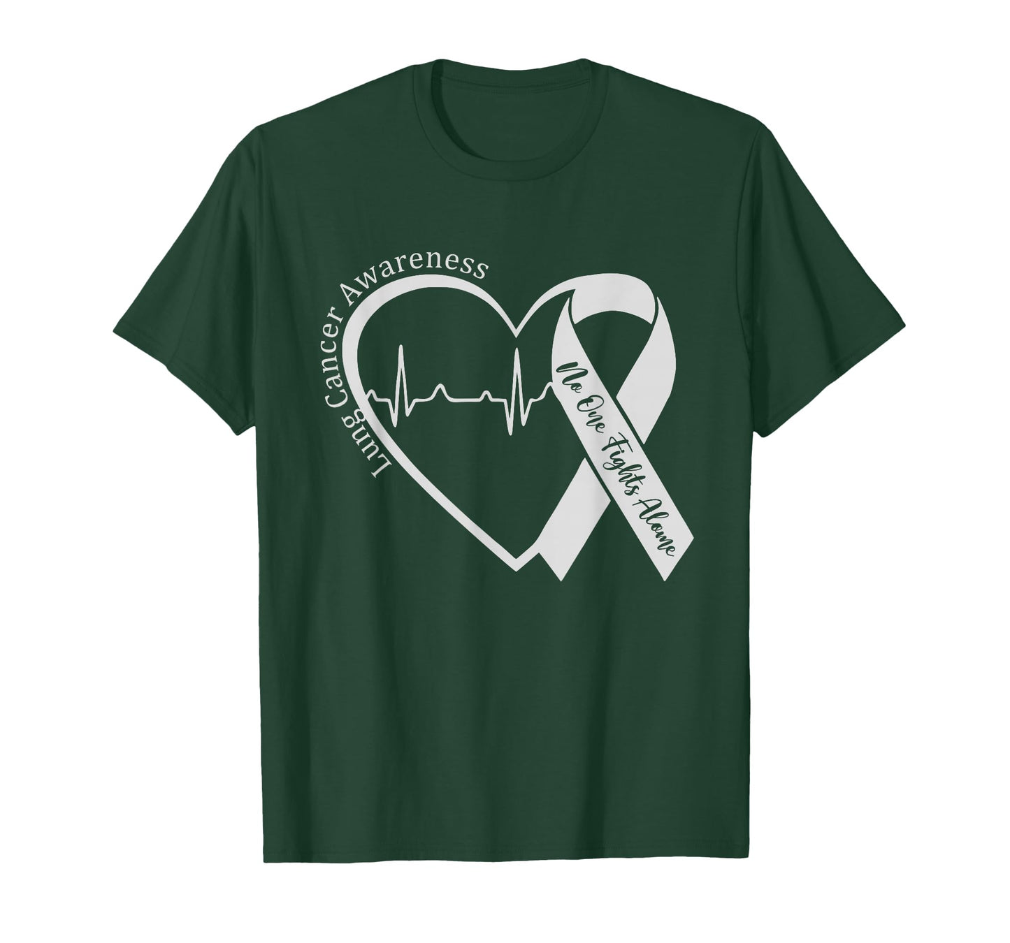 Lung Cancer Awareness Heart White Ribbon Support T-Shirt