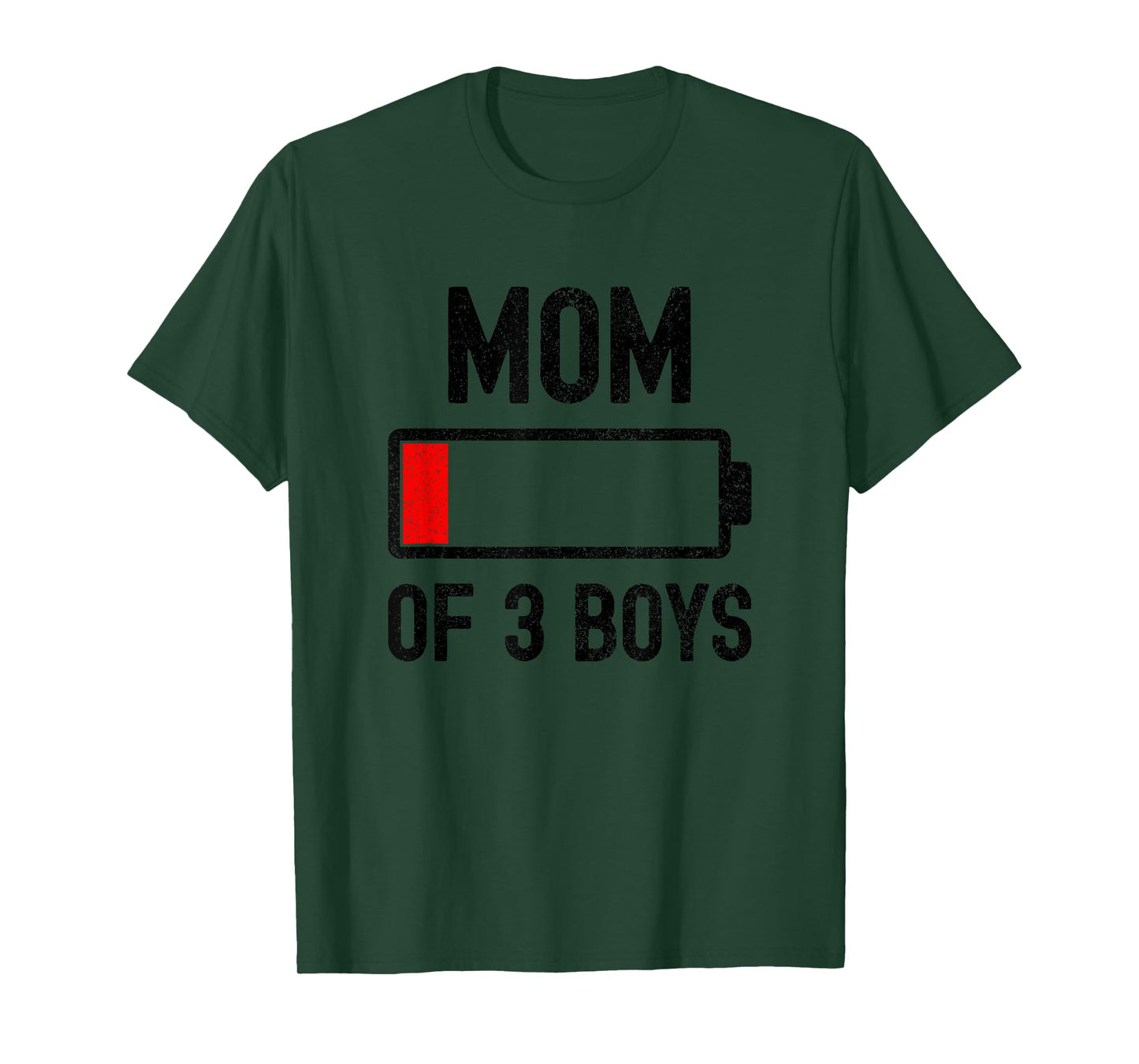 Mom Of 3 Boys Low Battery Energy Funny Sarcastic For Mother T-Shirt