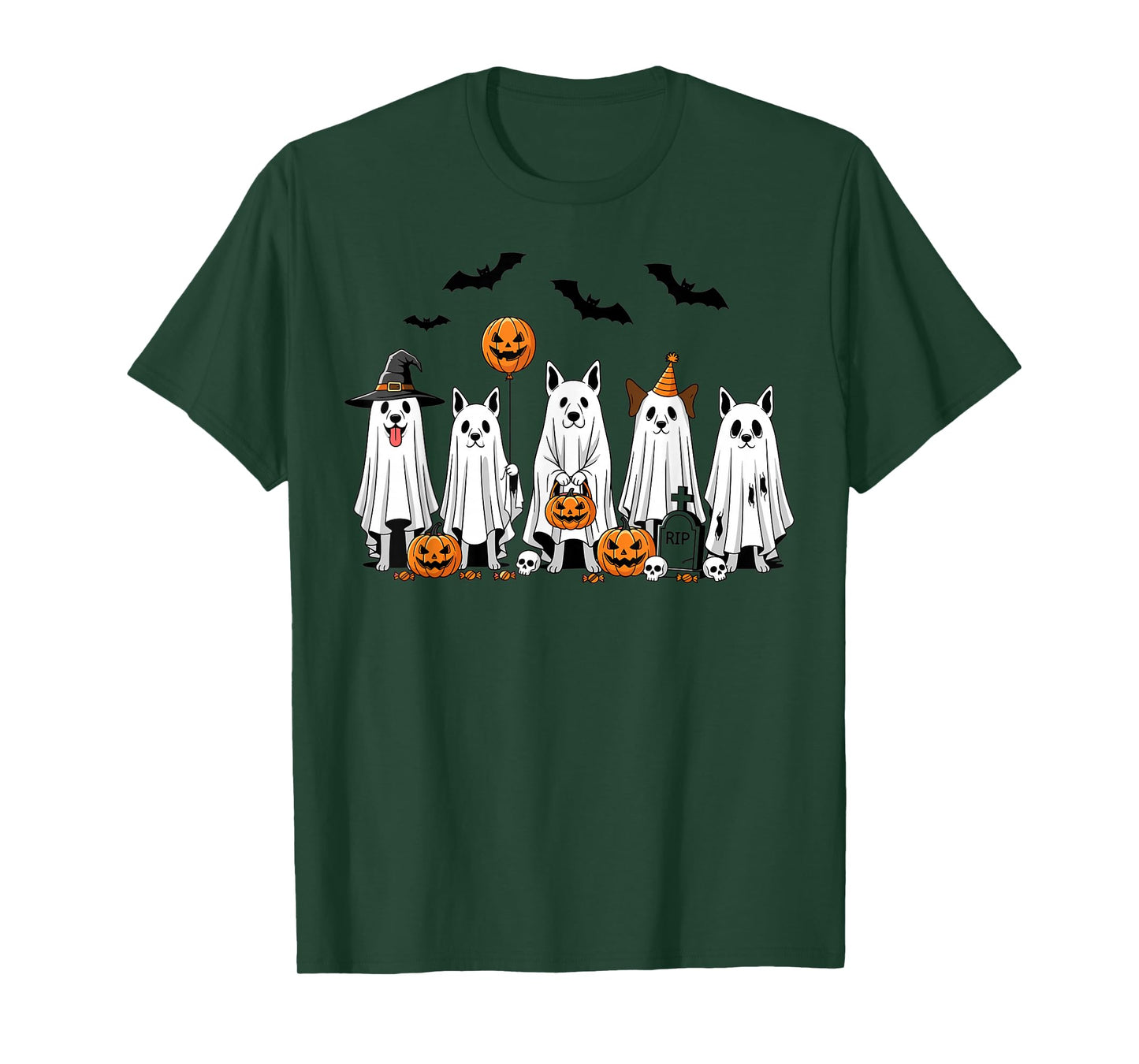 Halloween Ghost Dogs Pumpkin Candy Party Costume T-Shirt