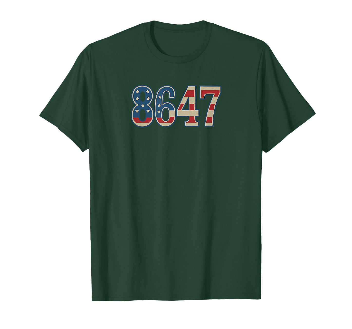 8647 USA Flag, American Centered Text T-Shirt