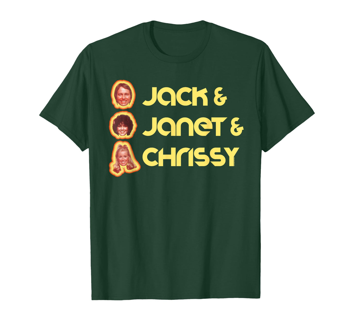Jack & Janet & Chrissy Three's Company Roommate Faces Retro T-Shirt