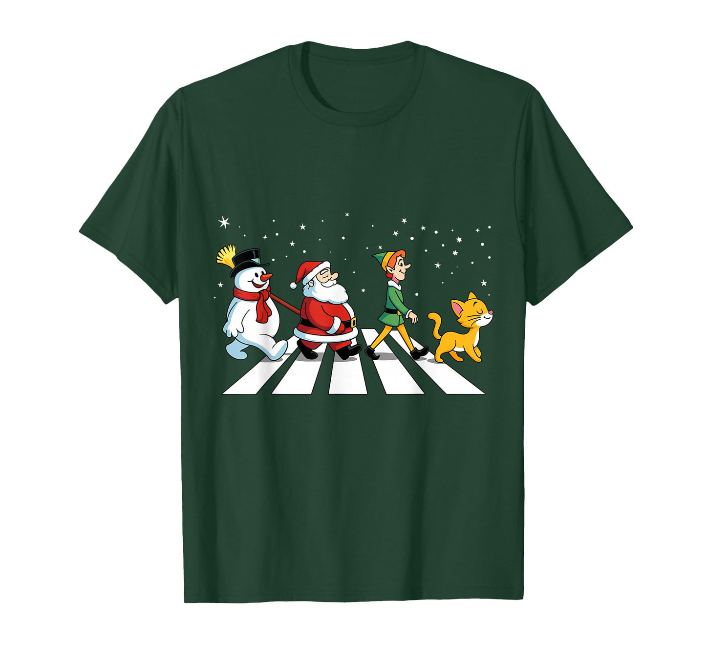 Cats Road Crossings Funny Christmas T-Shirt