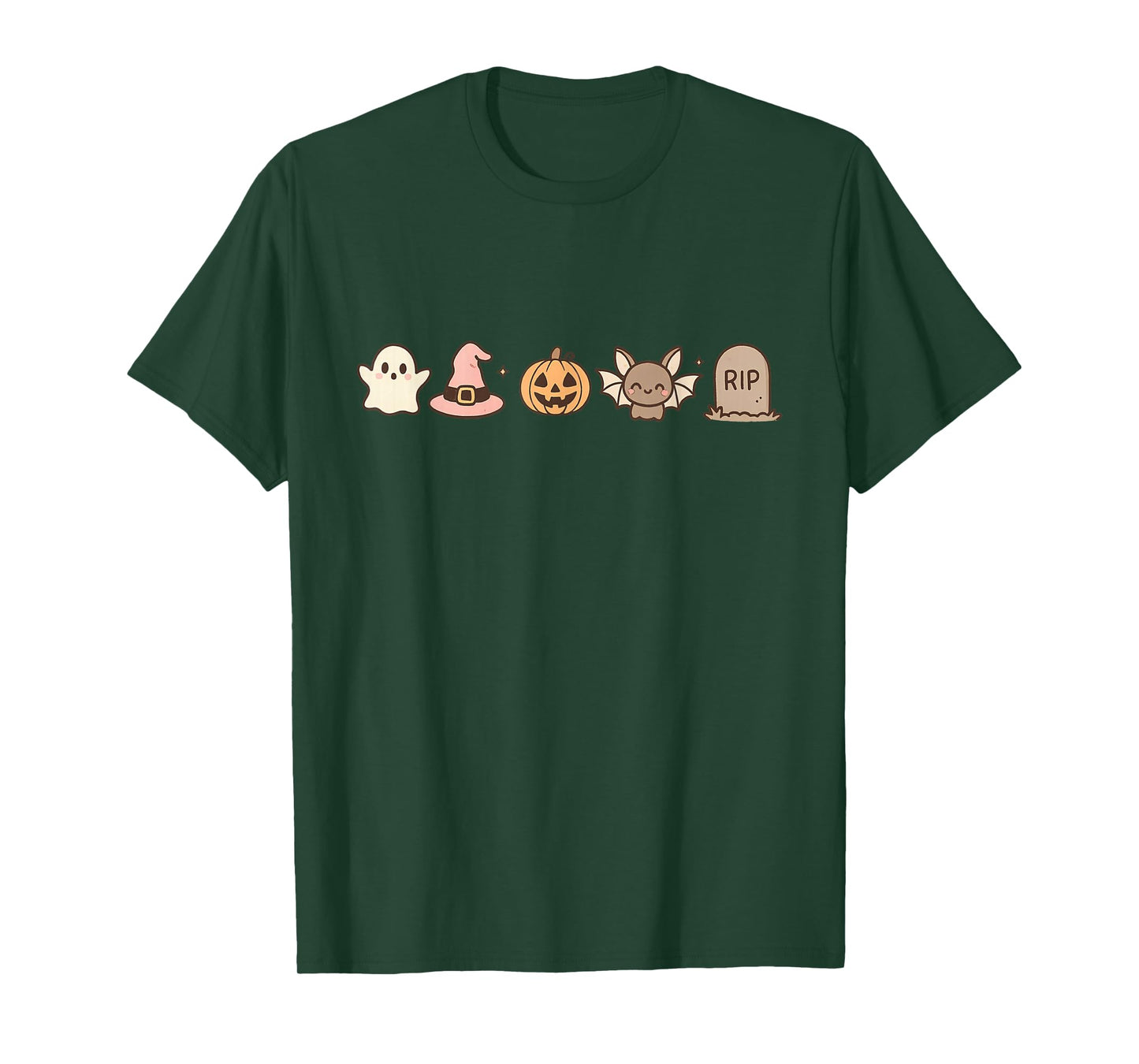 Kawaii Halloween Icons Cute Ghost Pumpkin Bat Witch Hat T-Shirt