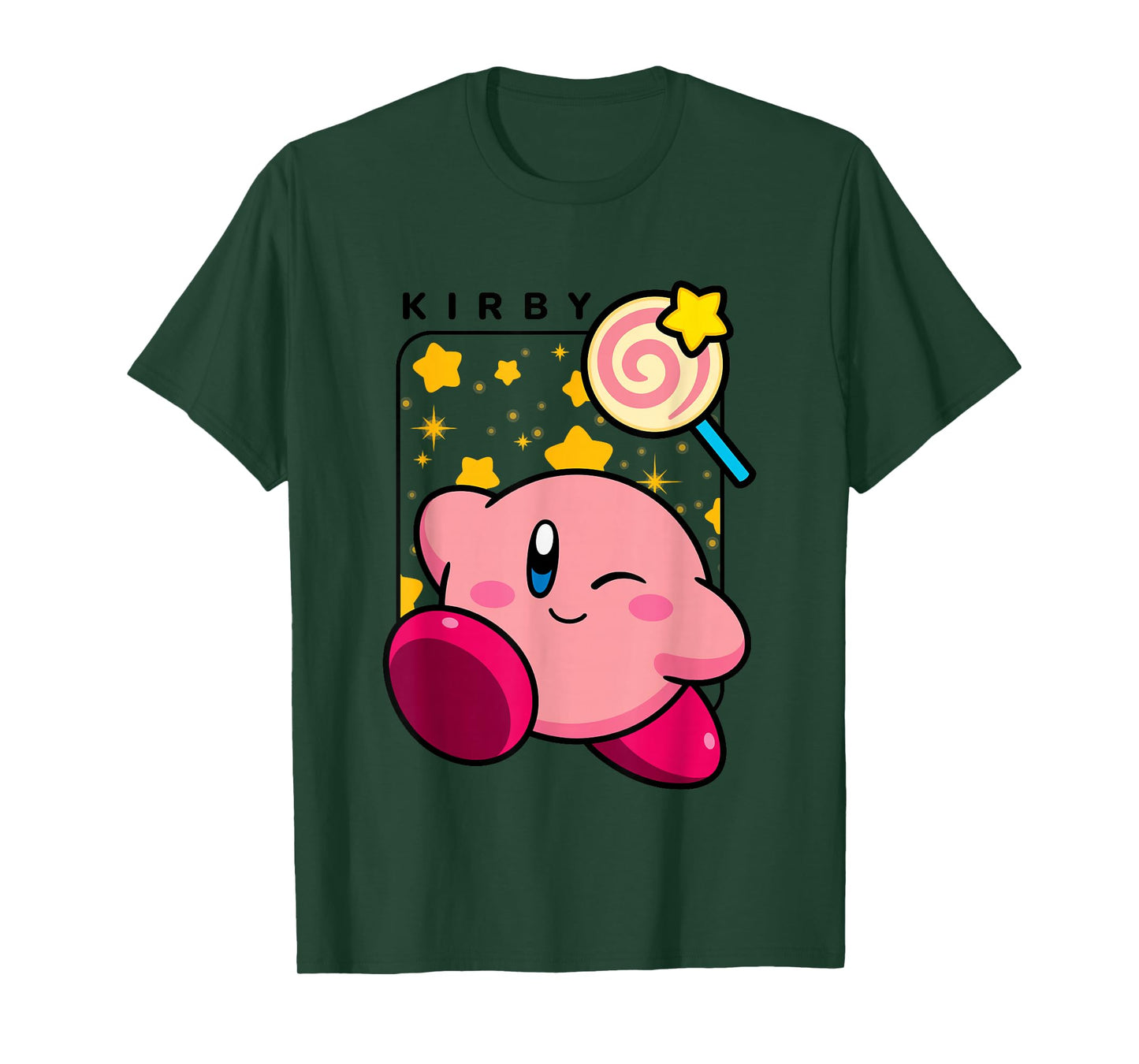 Kirby Lollipop & Stars Big Cute Nintendo Portrait T-Shirt