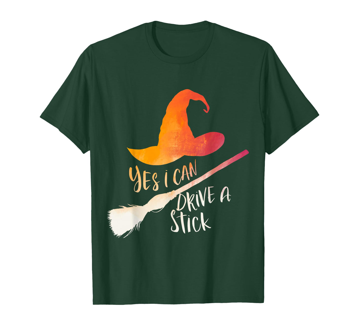 Yes I Can Drive A Stick Funny Halloween Spooky Witch T-Shirt