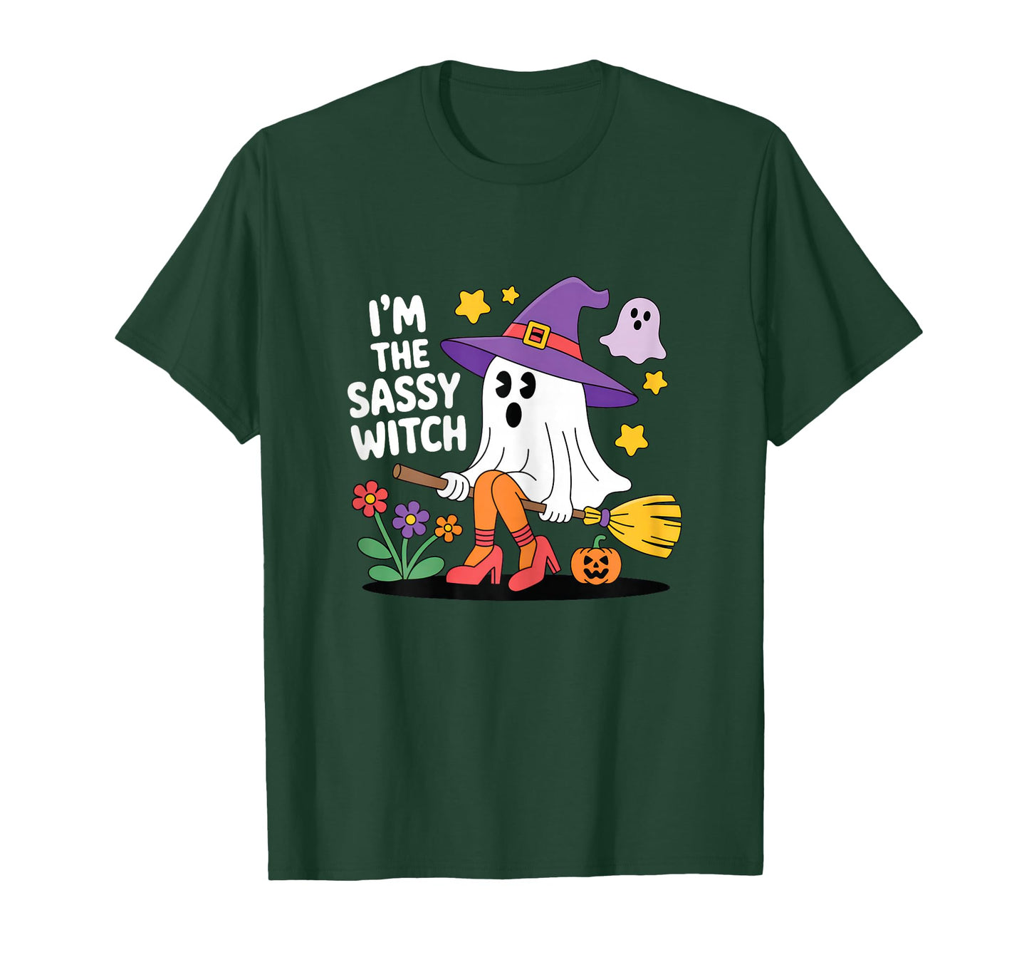 Funny Sassy Witch Halloween Ghost Cute Broomstick Magic Humo T-Shirt
