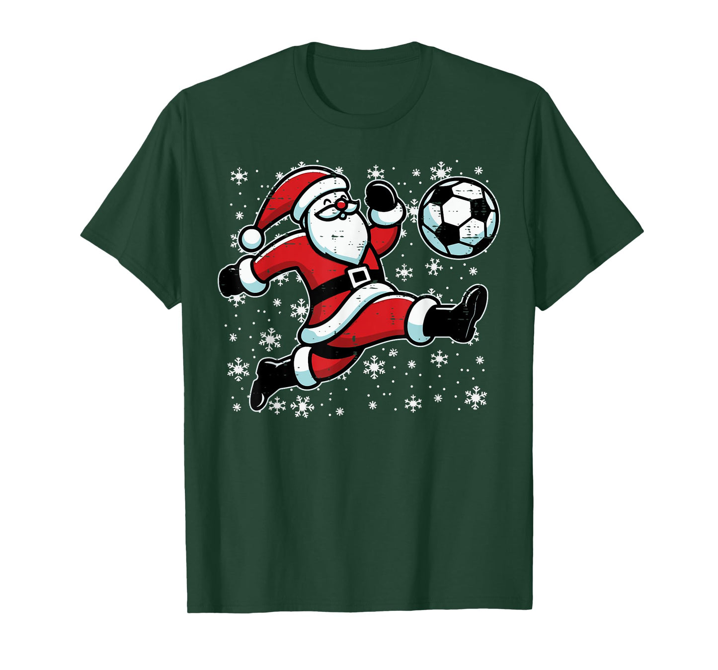 Christmas Santa Football Kick Xmas Soccer Men Boys Kid Youth T-Shirt