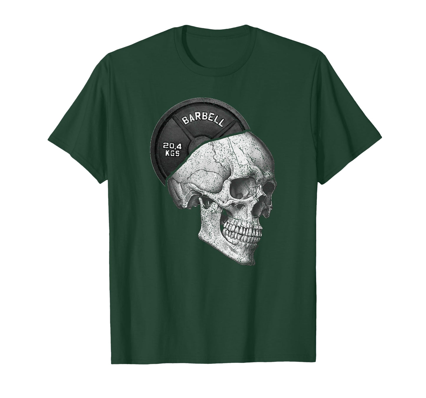 Funny Skull Weightlifting Gym Print T-Shirt