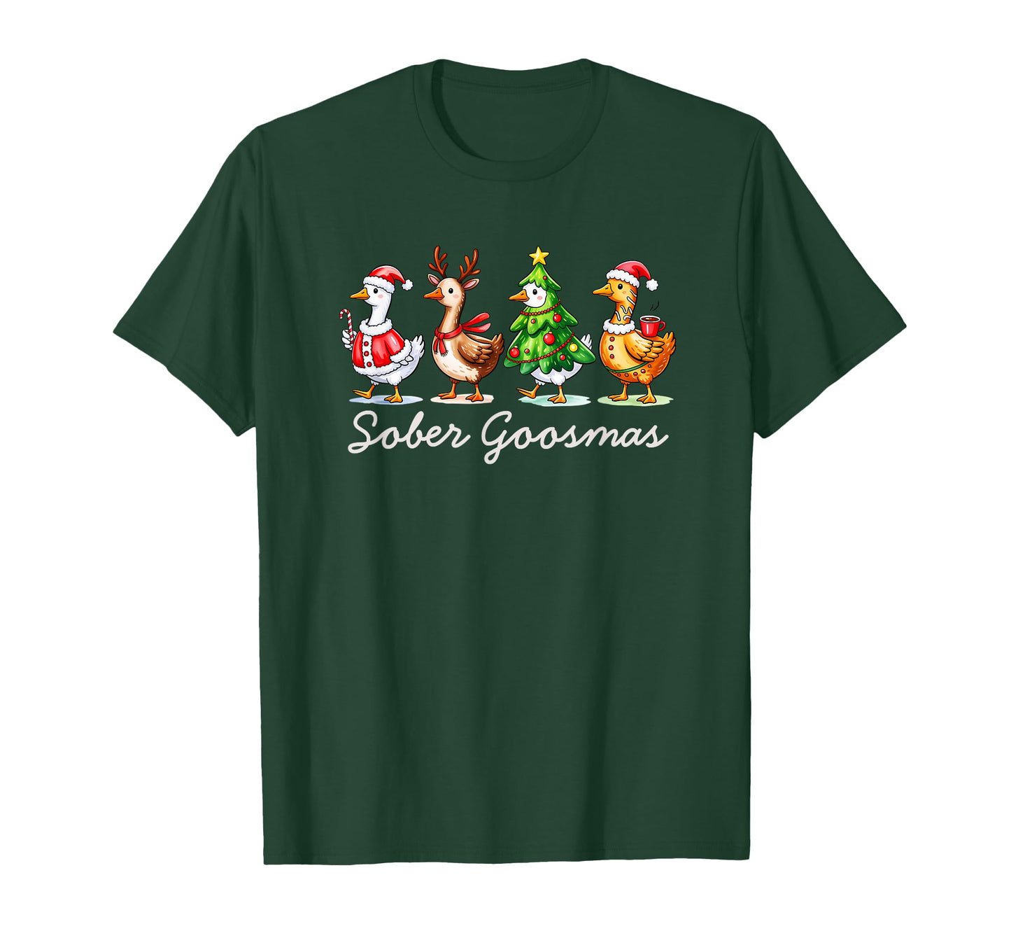Sober Goosmas Funny Goose Holiday Sobriety Spirit T-Shirt