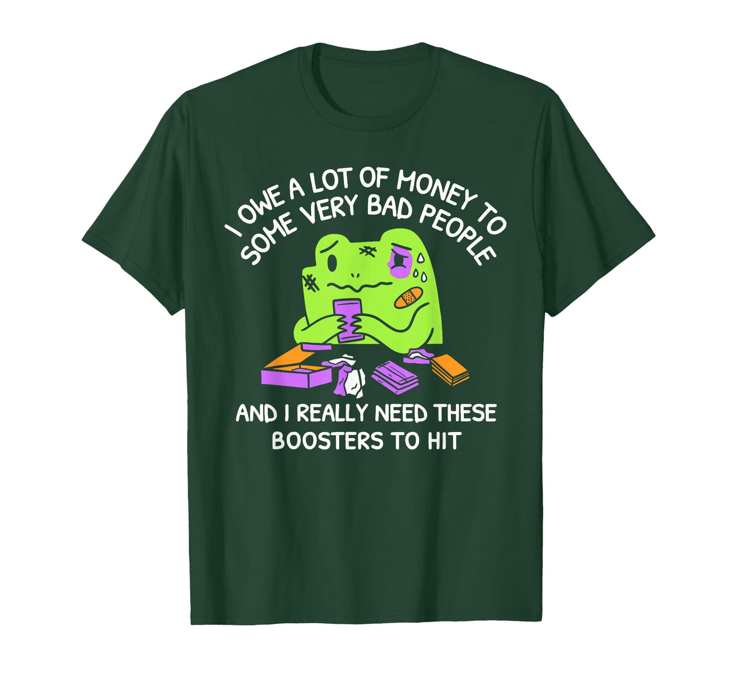 Funny Debt Meme Frog Booster Cartoon Retro Quote T-Shirt