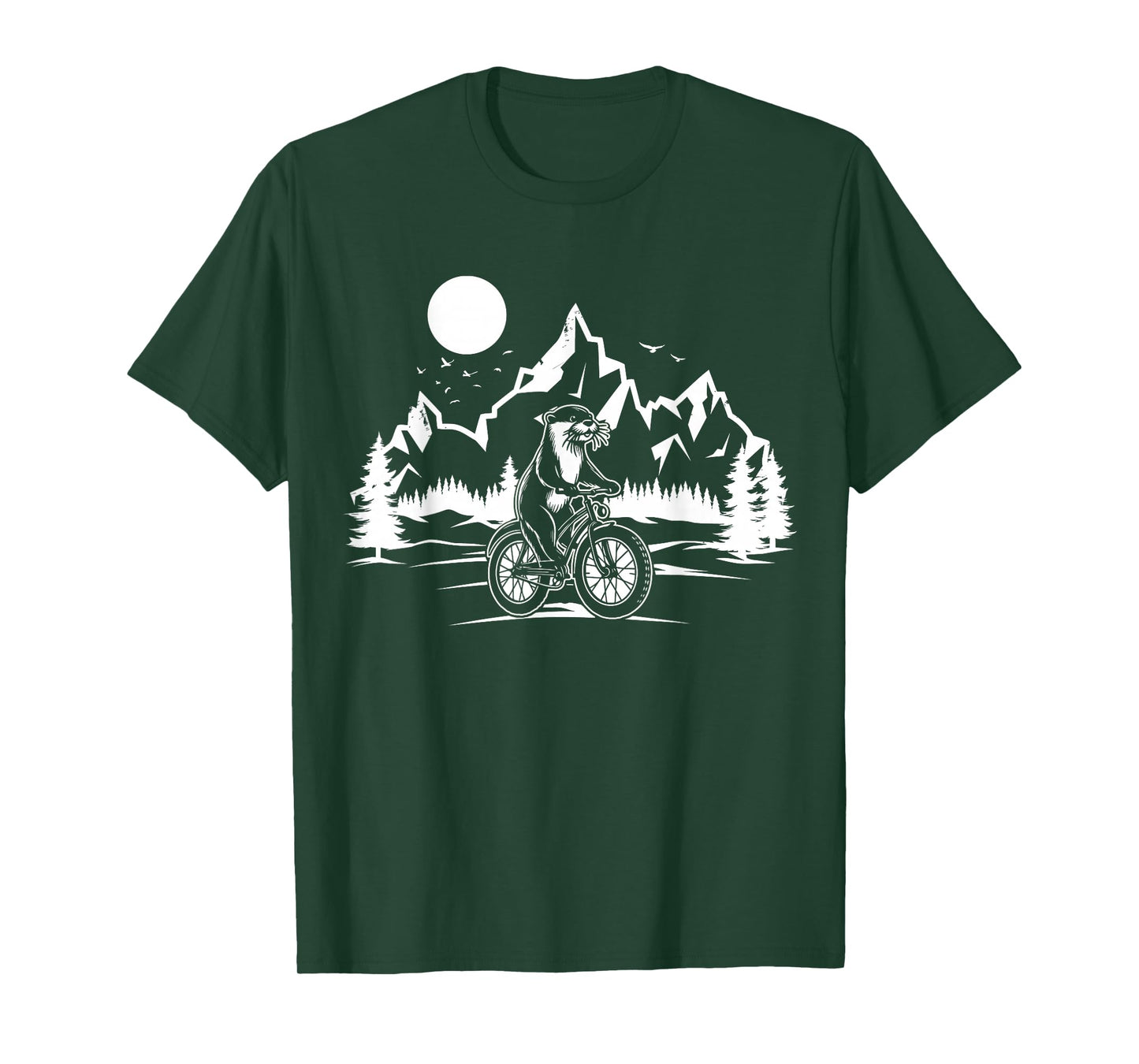 Otter Riding Bicycle Vintage Mountain Biking Otter Biker T-Shirt
