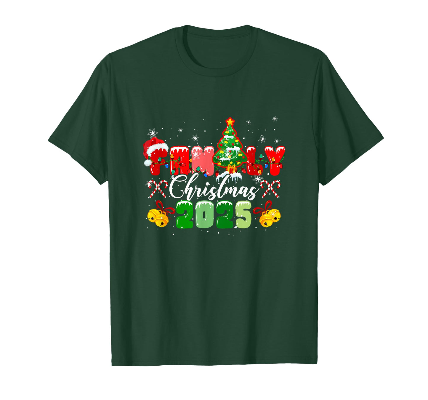 Family Christmas 2025 Colorful Lights Xmas Tree Lover Kids T-Shirt