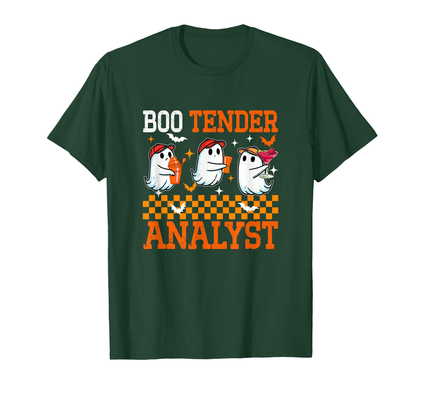 Boo Tender Analyst Halloween Bartender Job Three Cute Boos T-Shirt