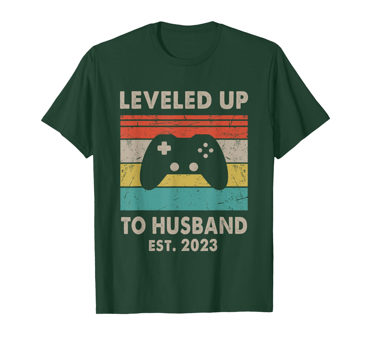 Promoted To Husband Est 2023 - Leveled Up To Husband Retro T-Shirt