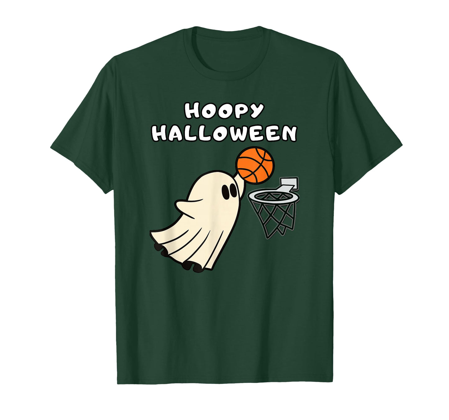 Hoopy Halloween Basketball Ghost Slam Dunk Basketball Hoop T-Shirt