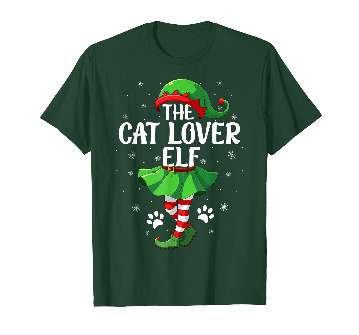 Cat Lover Elf Christmas Girls Women Elf Squad Xmas Family T-Shirt