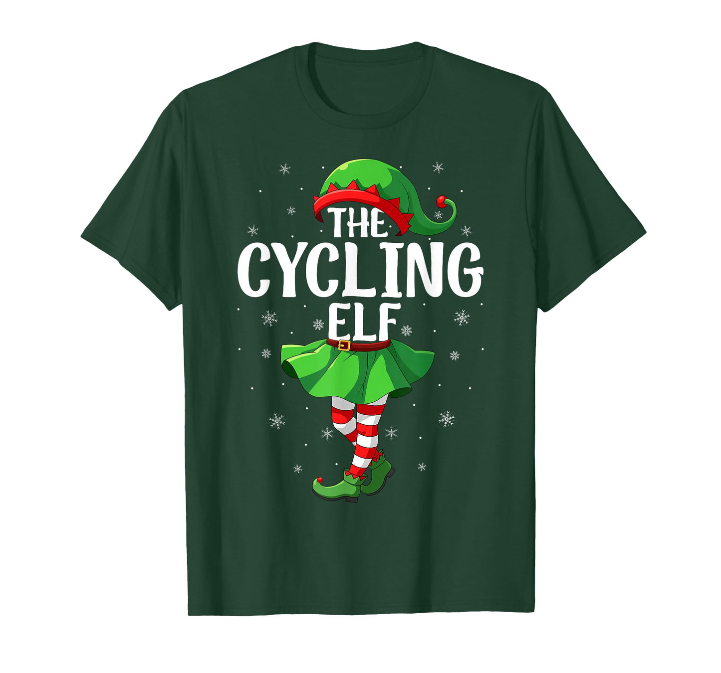 Cycling Elf Christmas Girls Women Elf Squad Xmas Family T-Shirt