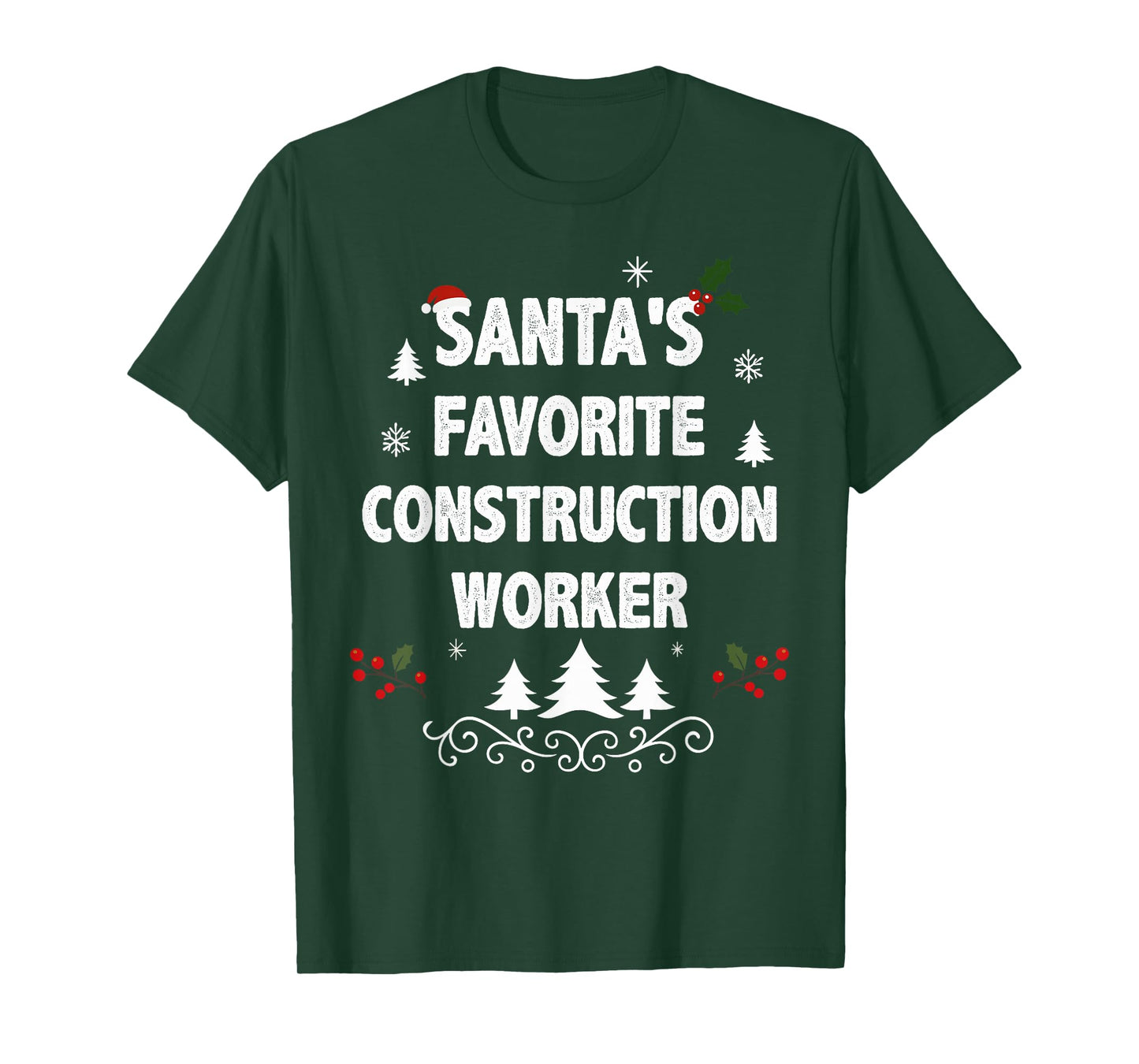 Santa's Favorite Construction Worker Funny Christmas Pajamas T-Shirt