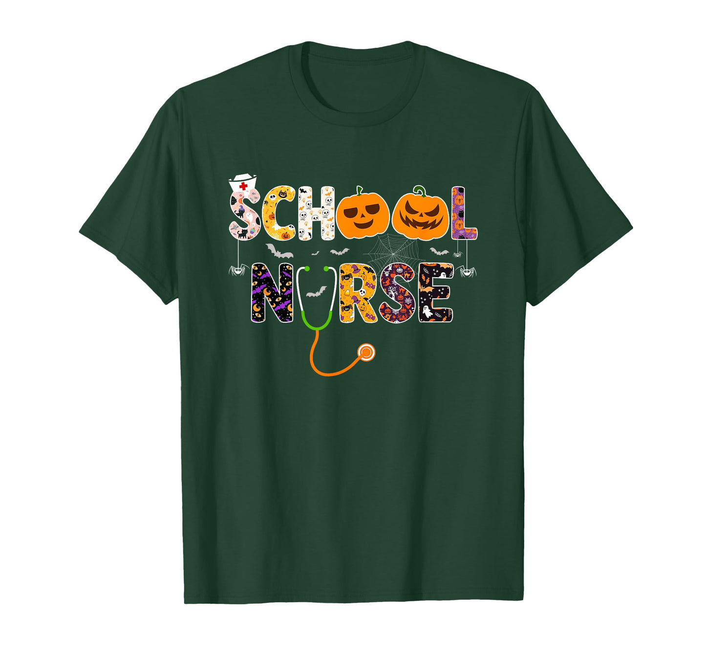 Retro Vintage Spooky School Nurse Pumpkin Halloween Costumes T-Shirt